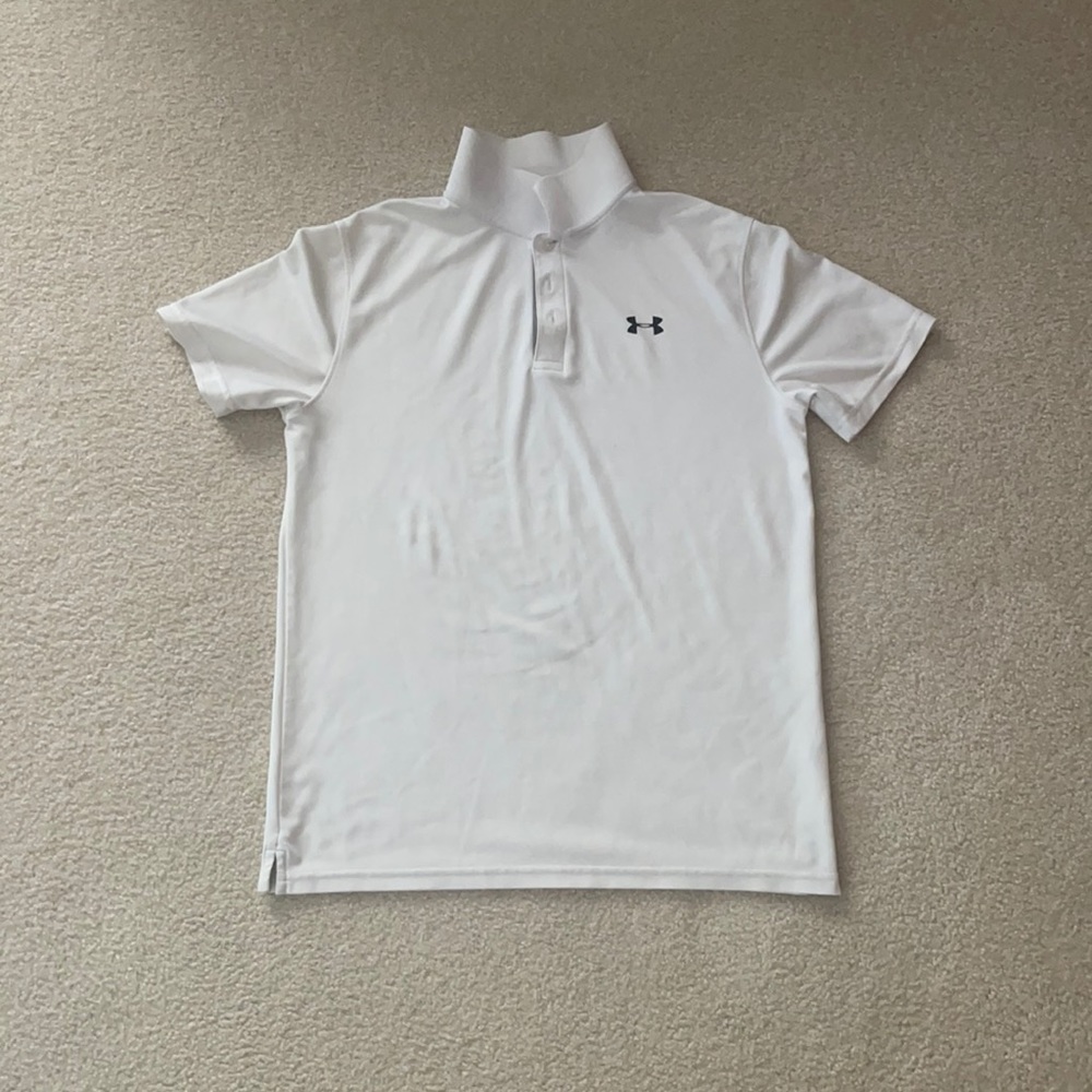 Under armor youth white golf shirt